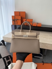 Birkin 25cm Togo Leather Handbag CK81 Gris Tourterelle