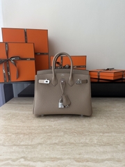 Birkin 25cm Togo Leather Handbag CK81 Gris Tourterelle