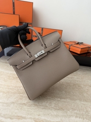 Birkin 25cm Togo Leather Handbag CK81 Gris Tourterelle
