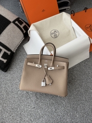 Birkin 25cm Togo Leather Handbag CK81 Gris Tourterelle