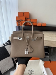 Birkin 25cm Togo Leather Handbag CK81 Gris Tourterelle
