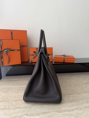 Birkin 35cm Togo Leather Handbag - CC46 Ebene Color with Gold Hardware