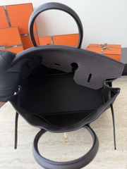 Birkin 35cm Togo Leather Handbag - CC46 Ebene Color with Gold Hardware