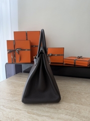 Birkin 35cm Togo Leather Handbag - CC46 Ebene Color with Gold Hardware