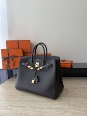 Birkin 35cm Togo Leather Handbag - CC46 Ebene Color with Gold Hardware