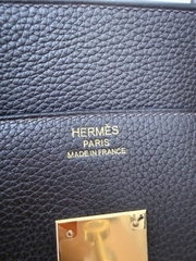 Birkin 35cm Togo Leather Handbag - CC46 Ebene Color with Gold Hardware