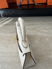 Mini Kelly II Ostrich Leather Bag - Nata Color with Gold Hardware