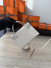 Mini Kelly II Ostrich Leather Bag - Nata Color with Gold Hardware