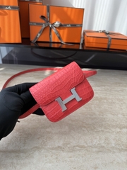 Constance Slim Wallet - Matte Alligator Crocodile Leather - A5 Bougainvillea Color