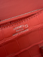 Constance Slim Wallet - Matte Alligator Crocodile Leather - A5 Bougainvillea Color