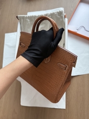 Birkin 25 - Barenia Gold - Matted Prosus Crocodiles - GHW