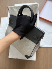 Birkin 25 Toile - Gris Misty - Swift - PHW