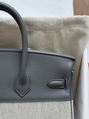 Birkin 25 Toile - Gris Misty - Swift - PHW