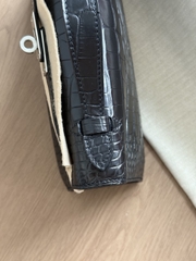 Kelly Pochette - Noir - Matted Alligator - PHW