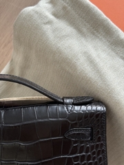 Kelly Pochette - Noir - Matted Alligator - PHW