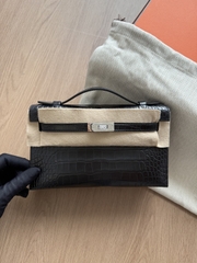 Kelly Pochette - Noir - Matted Alligator - PHW