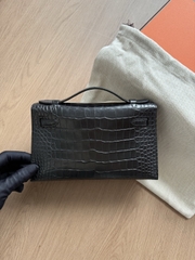 Kelly Pochette - Noir - Matted Alligator - PHW