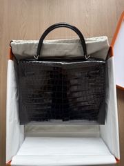 Kelly 32 -  Noir - Shiny Niloticus Crocodile - PHW