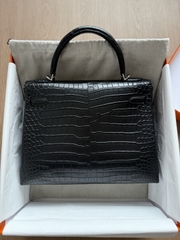 Kelly 32 - Noir - Matted Niloticus Crocodiles - PHW