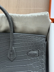 Birkin 35 - Graphite - Matted Niloticus Crocodile - PHW