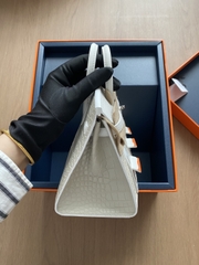 Birkin 20 Faubourg -  White/ Beton Matte Alligator