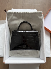 Kelly Mini 2 - Noir - Shiny Alligator - PHW