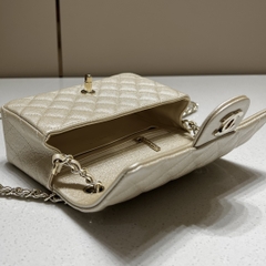 CF Mini 20cm Caviar Pattern Leather Bag - Champagne Gold