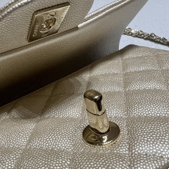 CF Mini 20cm Caviar Pattern Leather Bag - Champagne Gold