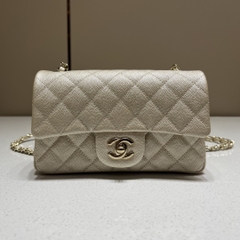CF Mini 20cm Caviar Pattern Leather Bag - Champagne Gold