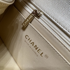 CF Mini 20cm Caviar Pattern Leather Bag - Champagne Gold