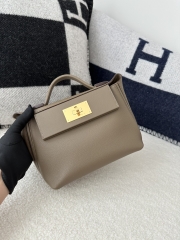 Kelly 2424 Mini Evercolor Swift 21cm CC18 Etoupe Grey Gold Hardware