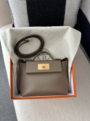 Kelly 2424 Mini Evercolor Swift 21cm CC18 Etoupe Grey Gold Hardware