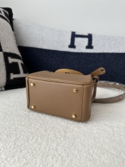 Lindy Mini Swift Calfskin Leather 3G Alezan Chestnut Brown & 4B Biscuit Beige Gold Hardware