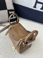 Lindy Mini Swift Calfskin Leather 3G Alezan Chestnut Brown & 4B Biscuit Beige Gold Hardware