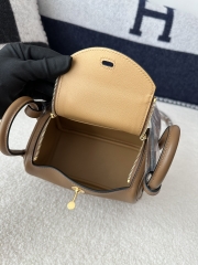 Lindy Mini Swift Calfskin Leather 3G Alezan Chestnut Brown & 4B Biscuit Beige Gold Hardware
