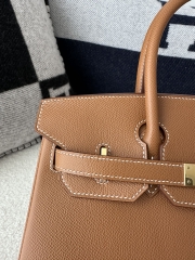 Birkin 30cm Interior Stitching Epsom Textured Calfskin Leather CC37 Gold Brown Gold Hardware