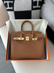 Birkin 30cm Interior Stitching Epsom Textured Calfskin Leather CC37 Gold Brown Gold Hardware