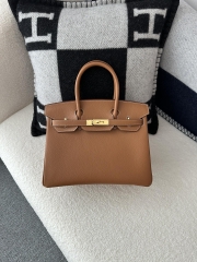Birkin 30cm Interior Stitching Epsom Textured Calfskin Leather CC37 Gold Brown Gold Hardware
