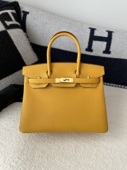 Birkin 30cm Interior Stitching Togo Calfskin Leather 9D Jaune Ambre Amber Yellow Gold Hardware