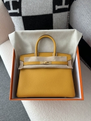 Birkin 30cm Interior Stitching Togo Calfskin Leather 9D Jaune Ambre Amber Yellow Gold Hardware