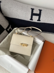 Verrou 21cm Chevre Goatskin Leather I2 Nata Cream White Gold Hardware