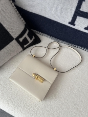 Verrou 21cm Chevre Goatskin Leather I2 Nata Cream White Gold Hardware