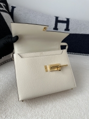 Verrou 21cm Chevre Goatskin Leather I2 Nata Cream White Gold Hardware