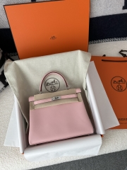 Kelly 25cm Swift Calfskin Leather 3Q Pink Sakura Pink Silver Hardware
