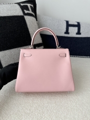 Kelly 25cm Swift Calfskin Leather 3Q Pink Sakura Pink Silver Hardware