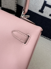 Kelly 25cm Swift Calfskin Leather 3Q Pink Sakura Pink Silver Hardware
