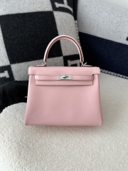 Kelly 25cm Swift Calfskin Leather 3Q Pink Sakura Pink Silver Hardware