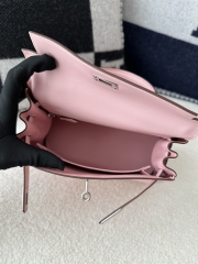 Kelly 25cm Swift Calfskin Leather 3Q Pink Sakura Pink Silver Hardware