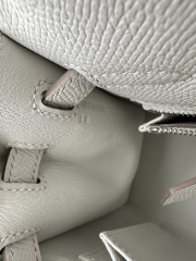 Kelly 25cm Epsom Textured Calfskin Leather M4 Gris Pale Milk Grey Silver Hardware
