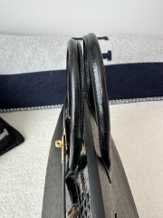 Birkin 35cm Touch Klein Karoo South African Ostrich Leather & Shiny Alligator Crocodile CC89 Noir Black Gold Hardware